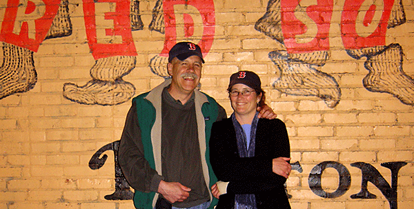 Bud and Marg inside Fenway Park.