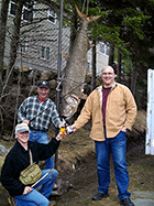 Members of the Lake Wallis Fisherman's Association with a 52 inch "trout" that they "caught."  ...and yes, the hat does read: "Women want me. Fish fear me.