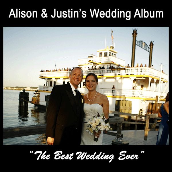 Justin and Alison ready to join their guests for their river boat wedding reception